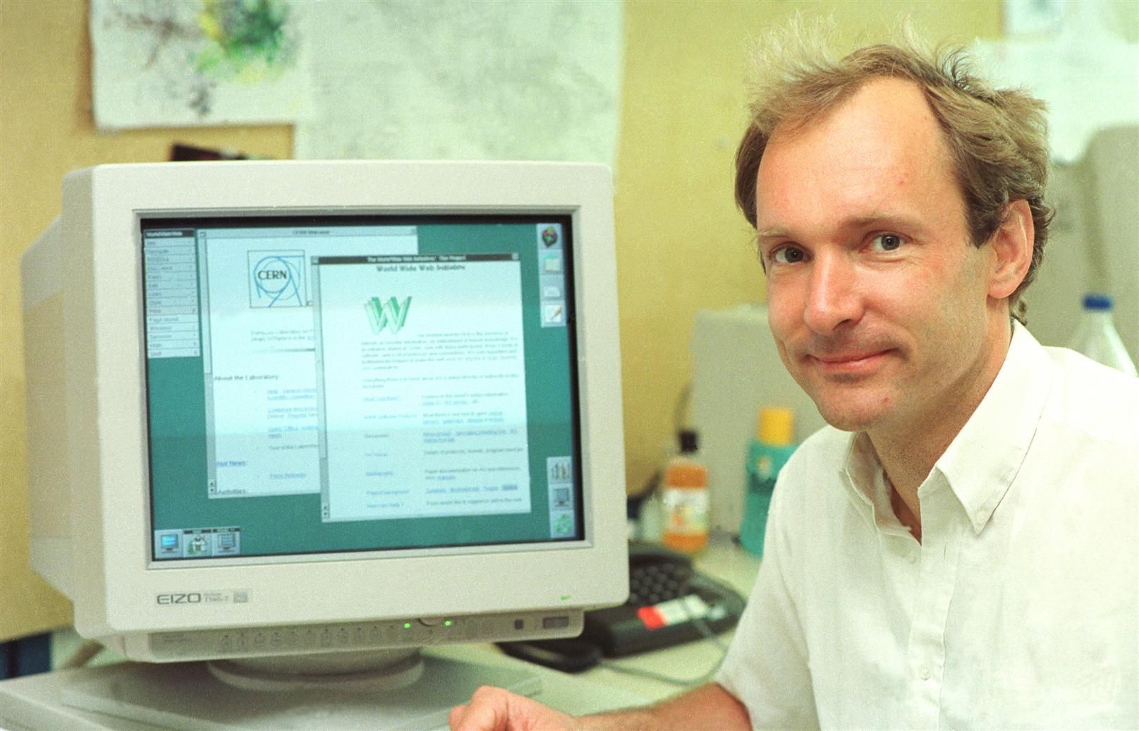 Tim Berners-Lee and the first browser (source: home.cern)